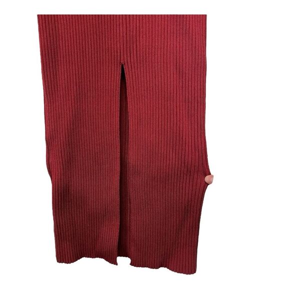 NWT Jonathan Simkhai | Lisa Ribbed Long Sleeve Midi Dress in Garnet Burgundy S - Picture 4 of 8